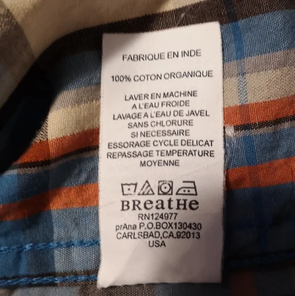 Prana Multicolor Plaid Long Sleeve Shirt Size XL - Picture 6 of 10